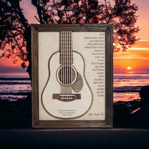 Personalized Guitar Memorial Sign made of layered maple wood