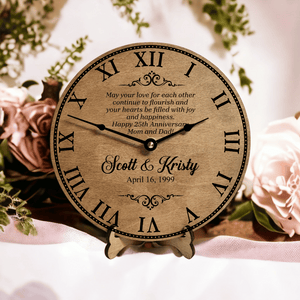 Personalized May your love flourish minimalist wooden clock