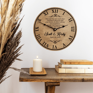 Personalized May your love flourish minimalist wooden clock