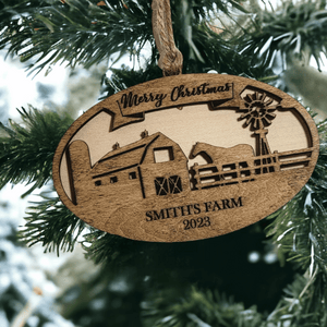 Personalized Christmas on the Farm Ornament