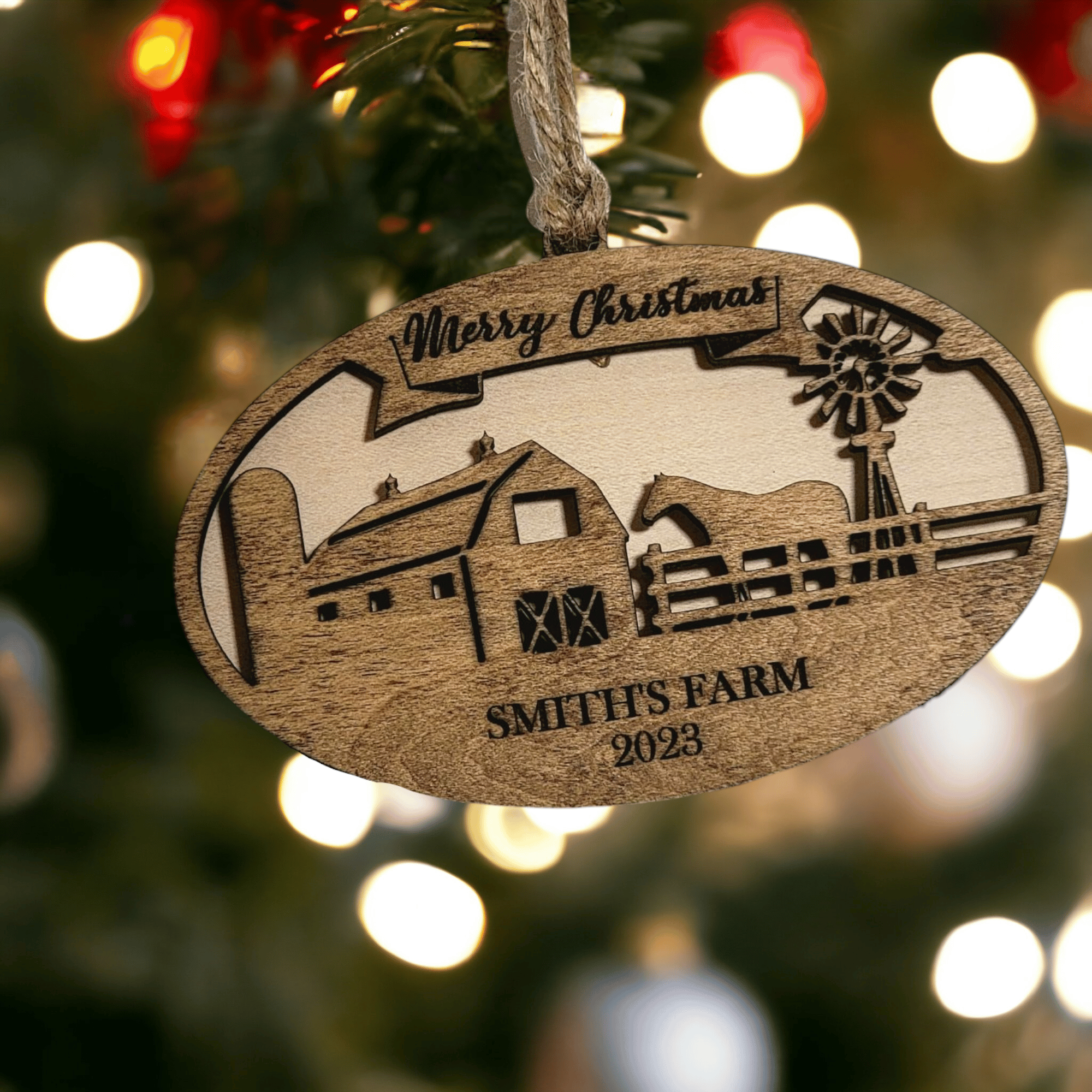 Personalized Christmas on the Farm Ornament