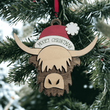 Santa Highland Cow Christmas Ornament - Personalizable