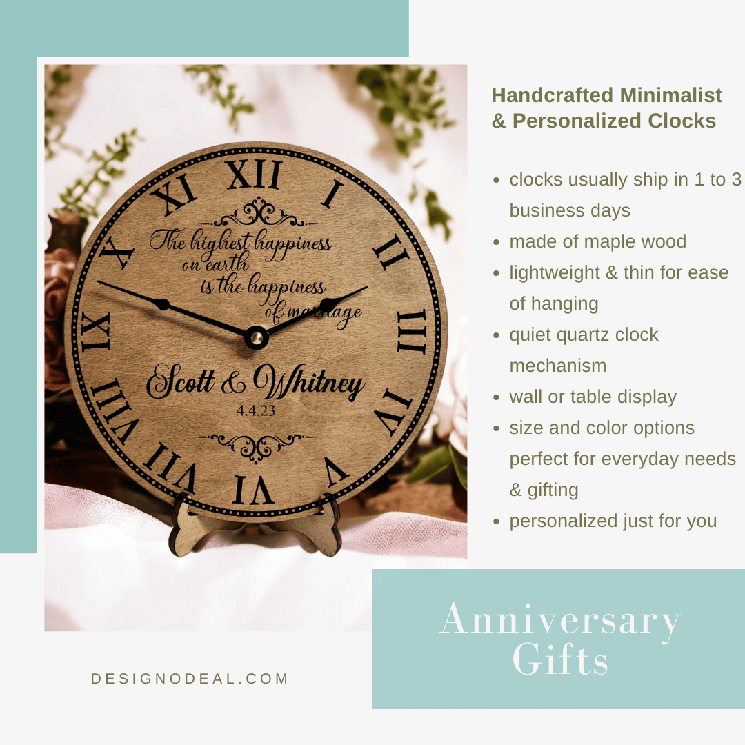 Happiness of Marriage Wedding or Anniversary Clock ~ Personalized