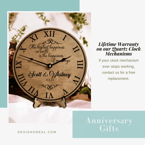 Happiness of Marriage Wedding or Anniversary Clock ~ Personalized