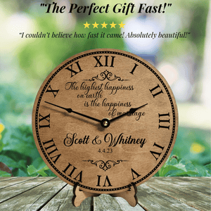 Happiness of Marriage Wedding or Anniversary Clock ~ Personalized