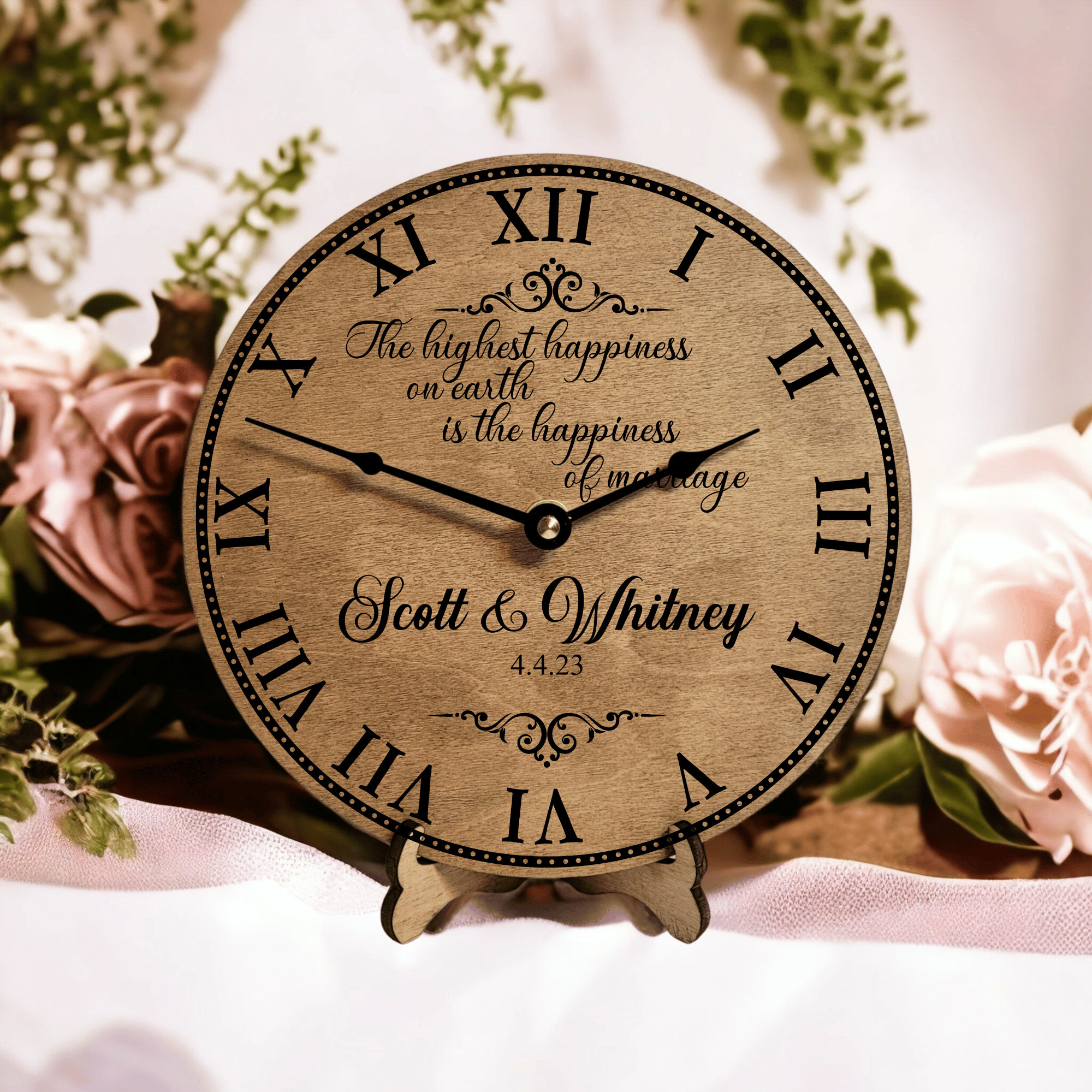 Happiness of Marriage Wedding or Anniversary Clock ~ Personalized