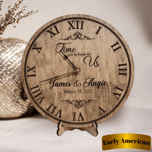 Time will be frozen for us personalized wood clock for a special couple