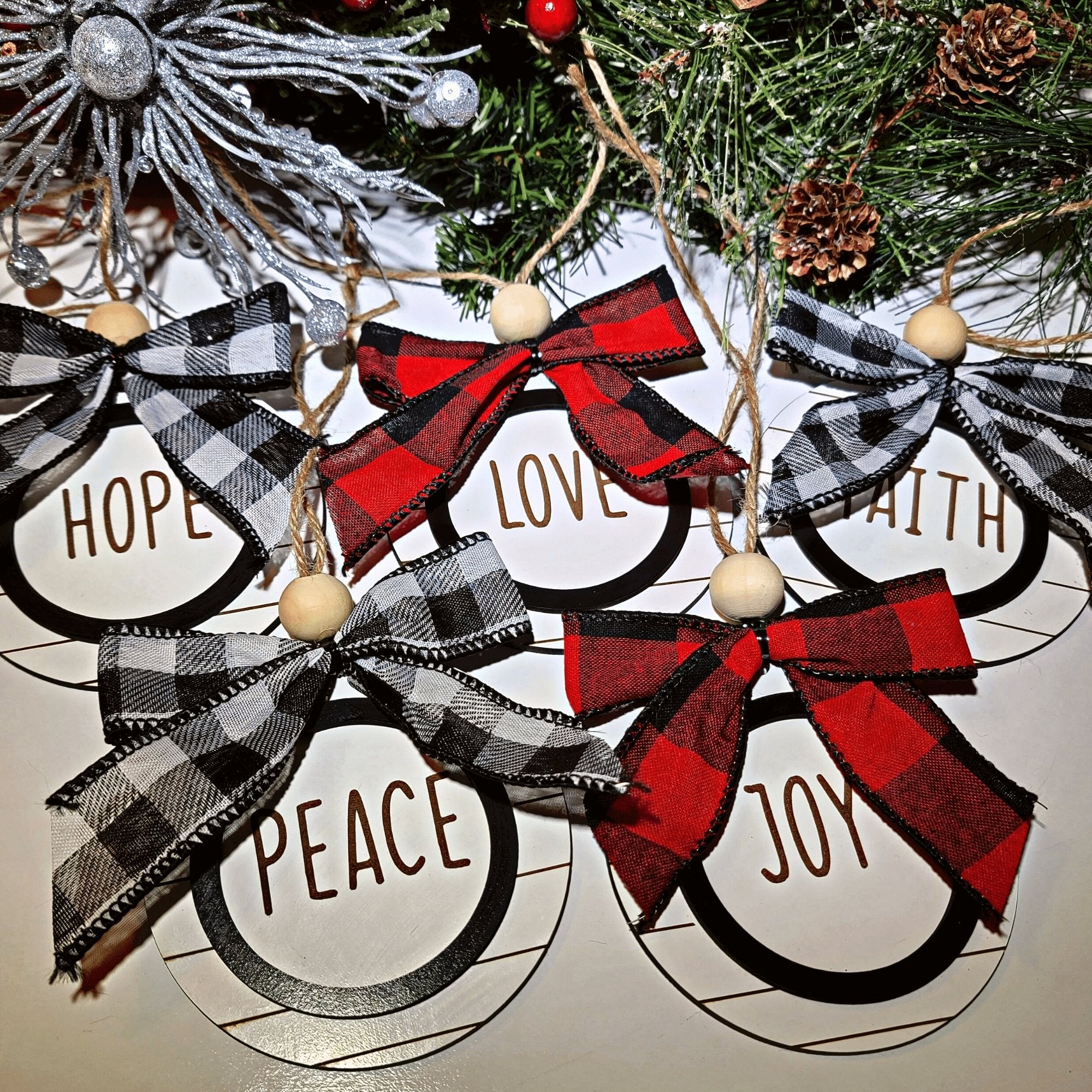 Faith Hope Love Peace Joy Farmhouse Christmas Ornament - Designodeal