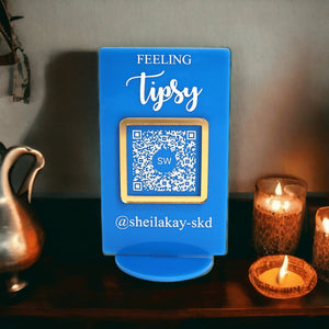 Feeling Tipsy Mini Social Media QR Code Acrylic Sign - Designodeal