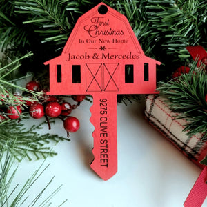 First Christmas in New Home Red Barn Key Christmas Ornament SVG DIGITAL DOWNLOAD Files - Designodeal