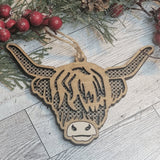 Highland Cow Farmhouse Christmas Ornament - Designodeal