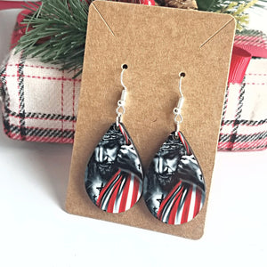 Jesus Christ with American Flag Teardrop Earrings - Designodeal