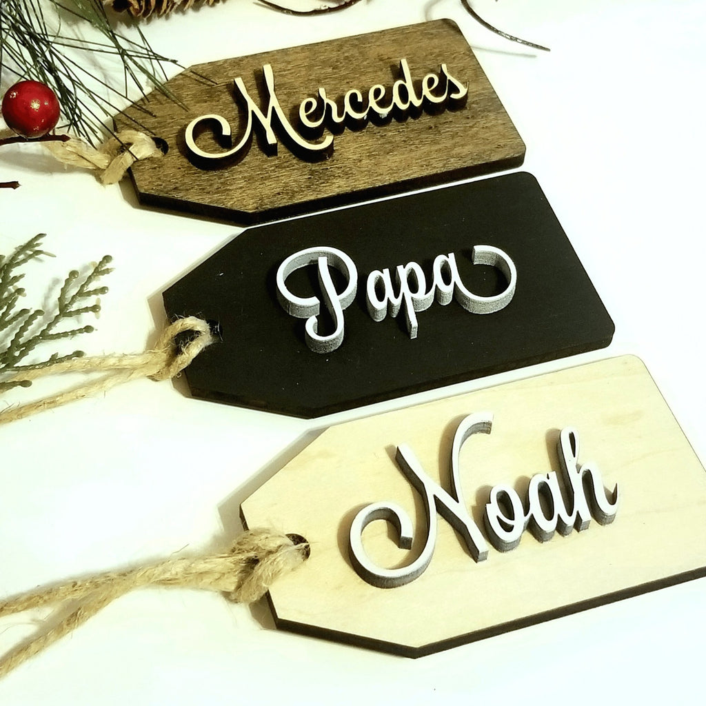 Christmas Gift Tags, Christmas Name Tag, Wooden Gift Tags, Wooden Family Gift  Tag, Name Sign for Gift Tag,christmas Name Tags for Gifts 