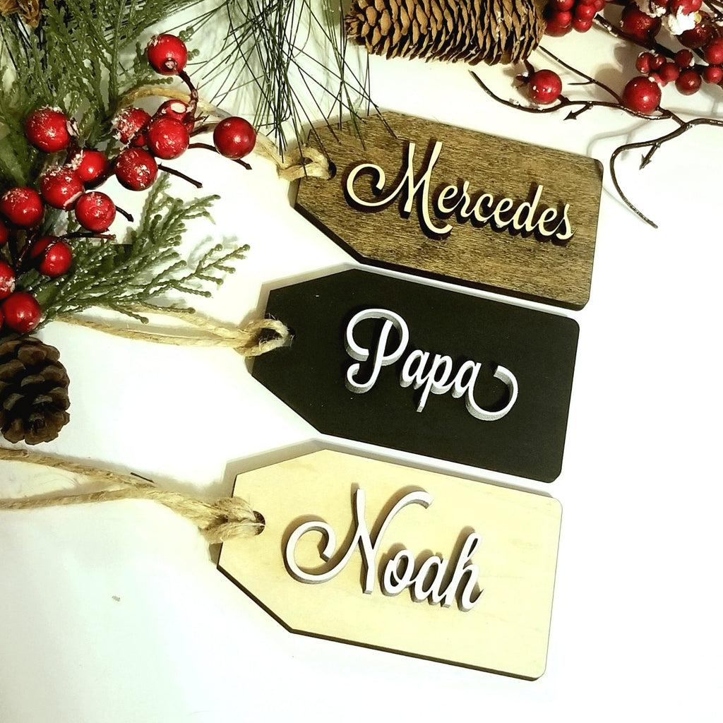 Custom Stocking Name Tags, Christmas Gift Tags, Christmas Name Tag, Wooden  Gift Tags, Wooden Family Gift Tag, Name Sign for Gift Tag 
