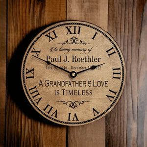 Personalized A Grandfather's Love Is Timeless Memorial Clock - Designodeal