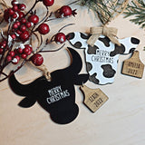 Personalized Cow and Bull with Ear Tags Christmas Ornament - Designodeal