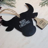 Personalized Cow and Bull with Ear Tags Christmas Ornament - Designodeal