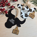 Personalized Cow and Bull with Ear Tags Christmas Ornament - Designodeal