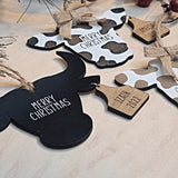 Personalized Merry Christmas Cow and Bull with Ear Tags Christmas Ornament - Designodeal