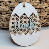 Personalized Wood Rattan Cracked Easter Egg Easter Basket Name Tags - Designodeal