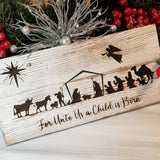 Rustic Farmhouse Christmas Nativity Scene Sign ~ Jesus Birth with Angel - Designodeal